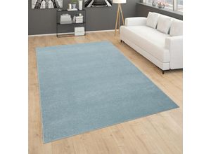 4061981125737 - Teppich Für Wohnzimmer Einfarbig Kurzflor Schlicht Und Modern In Türkis 80x250 cm - Paco Home