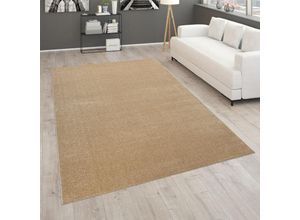 4061981126109 - Paco Home Teppich Für Wohnzimmer Einfarbig Kurzflor Schlicht Und Modern Gold Beige Ø 120 cm Rund