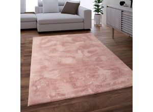 4061981126505 - Teppich Wohnzimmer Kunstfell Shaggy Hochflor Waschbar In Waschmaschine Soft Uni Rosa 140x200 cm - Paco Home