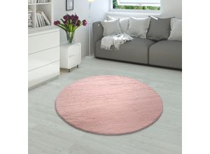 4061981128585 - Fellteppich Rabbit 780 Teppiche Gr Ø 200 cm 26 mm 1 St pink Fellteppich Esszimmerteppiche Kunstfell Kaninchenfell-Haptik echter Kuschelteppich Uni-Farben