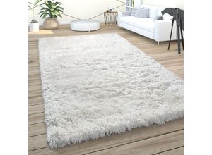 4061981130816 - Hochflor Teppich Wohnzimmer Shaggy Pastell Einfarbig Weich Flauschig Creme Weiß 80x150 cm - Paco Home