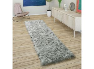 4061981131622 - Kunstfell Fellteppich Imitat Sitzkissen Herzform Rund Verschiedene Formen Grau 50x150 cm - Paco Home