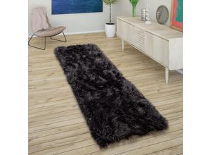 4061981132322 - Kunstfell Fellteppich Imitat Sitzkissen Herzform Rund Verschiedene Formen Schwarz 50x150 cm - Paco Home