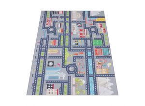 4061981135071 - Spielteppich Kinderteppich Kinderzimmer Straßenteppich Auto Straßen Motiv Grau 100x200 cm - Paco Home