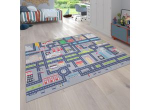 4061981135088 - Spielteppich Kinderteppich Kinderzimmer Straßenteppich Auto Straßen Motiv Grau 120x160 cm - Paco Home