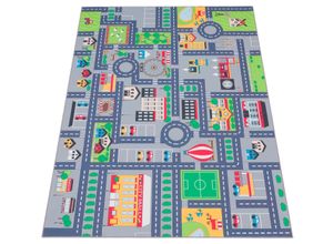 4061981135262 - Spielteppich Kinderteppich Kinderzimmer Straßenteppich Straßen Design In Grau 240x340 cm - Paco Home