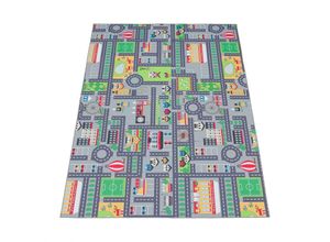 4061981135286 - Spielteppich Kinderteppich Kinderzimmer Straßenteppich Mit Auto Motiv In Grau 80x150 cm - Paco Home