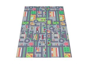 4061981135309 - Spielteppich Kinderteppich Kinderzimmer Straßenteppich Mit Auto Motiv In Grau 120x160 cm - Paco Home