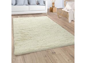 4061981140808 - Paco Home - Hochflor Teppich Wohnzimmer Fellteppich Kunstfell Weich Rutschfest Gelblich-Weiß ø 80 cm Rund