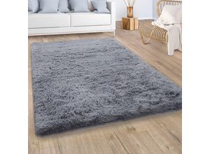 4061981140945 - Paco Home - Hochflor Teppich Wohnzimmer Fellteppich Kunstfell Flauschig Rutschfest Grau 60x100 cm