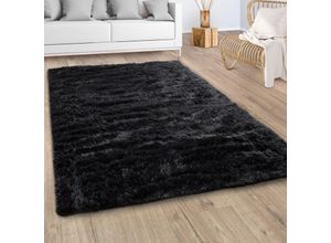 4061981141041 - Paco Home - Hochflor Teppich Wohnzimmer Fellteppich Kunstfell Flauschig Rutschfest Schwarz 60x100 cm