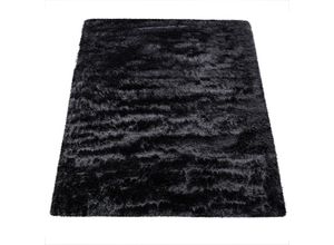 4061981141058 - Hochflor Teppich Wohnzimmer Fellteppich Kunstfell Flauschig Rutschfest Schwarz 80x150 cm - Paco Home