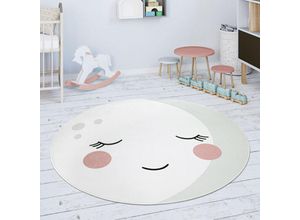 4061981154799 - Kinderteppich Teppich Rund Kinderzimmer Spielmatte Mond Motiv Creme Weiß 80 cm Rund - Paco Home