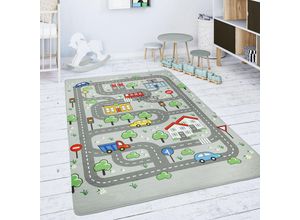 4061981154997 - Kinderteppich Teppich Kinderzimmer Spielmatte Spielteppich Rutschfest Grau 80x150 cm - Paco Home