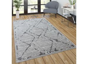 4061981157073 - Teppich Wohnzimmer Kurzflor Vintage Skandinavisches Rauten Muster Grau Creme 160x220 cm - Paco Home