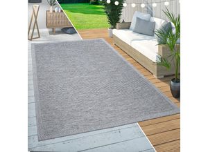 4061981157912 - Paco Home - In-& Outdoor Teppich Balkon Terrasse Küchenteppich Modernes Bordüren Design Grau 80x200 cm