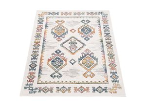 4061981159374 - Paco Home Teppich Wohnzimmer Kurzflor Mit Pastell Modernem Boho Rauten Muster Mit Bordüre 60x100 cm