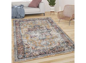 4061981159930 - Teppich Wohnzimmer Kurzflor Vintage Orient Muster Ornamente Mit Bordüre Gelb Blau 60x100 cm - Paco Home