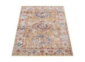 4061981160172 - Teppich Wohnzimmer Kurzflor Vintage Orient Muster Mit Bordüre Modern Gelb Rot 60x100 cm - Paco Home