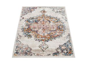 4061981160257 - Teppich Wohnzimmer Kurzflor Vintage Moderne Orient Optik Abstrakt Beige Gelb Blau 60x100 cm - Paco Home