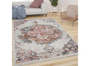 4061981160264 - Teppich Wohnzimmer Kurzflor Vintage Moderne Orient Optik Abstrakt Beige Gelb Blau 80x150 cm - Paco Home