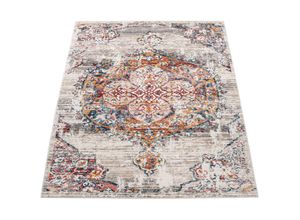 4061981160738 - Teppich Wohnzimmer Kurzflor Vintage Modern Orient Optik Abstrakt Beige Grau Orange 60x100 cm - Paco Home