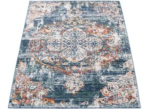 4061981160851 - Teppich Herbete 733 Teppiche Gr B L 160 cm x 230 cm 8 mm 1 St blau Orientalische Muster Kurzflor Orient-Optik Vintage Design