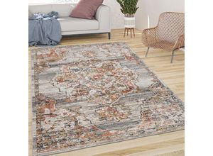 4061981160899 - Teppich Wohnzimmer Kurzflor Vintage Pastell Orient Muster Mit Bordüre Grau Braun 60x100 cm - Paco Home