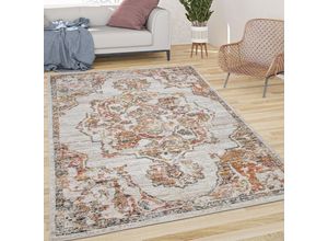 4061981160974 - Teppich Wohnzimmer Kurzflor Vintage Pastell Orient Muster Mit Bordüre Creme Beige 60x100 cm - Paco Home