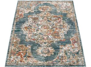 4061981161094 - Teppich Herbete 734 Teppiche Gr B L 160 cm x 230 cm 8 mm 1 St blau (türkis) Orientalische Muster Kurzflor Orient-Optik Vintage Design