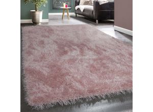 4061981161650 - Hochflor-Teppich Glamour 300 Teppiche Gr B L 80 cm x 300 cm 70 mm 1 St rosa Esszimmerteppiche Uni Farben mit weichem Glanz Garn auch als Läufer erhältlich