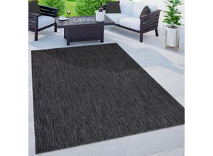 4061981163678 - Paco Home - In-& Outdoor Teppich Balkon Terrasse Küchenteppich Einfarbig Meliertes Muster Anthrazit 120x160 cm