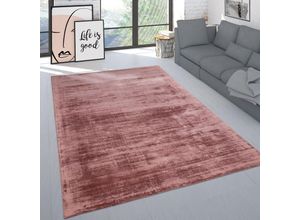 4061981163944 - Paco Home Teppich Wohnzimmer Kurzflor Modern Einfarbig Schlichtes Muster Handgefertigt Rosa 80x150 cm