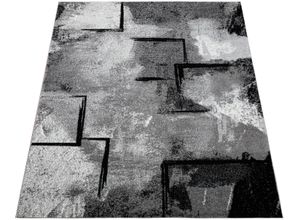 4061981164606 - Teppich Wohnzimmer Kurzflor Vintage Modernes Abstraktes Muster Geometrisch Grau 200x290 cm - Paco Home