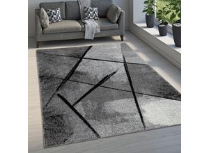 4061981164903 - Teppich Wohnzimmer Kurzflor Modernes Muster Abstrakt Geometrisch Grau Schwarz 60x100 cm - Paco Home