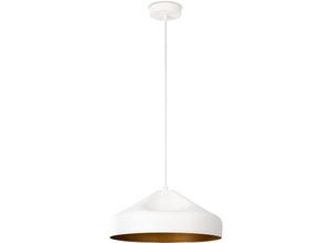 4061981165177 - Hängeleuchte Wohnzimmer Esstisch Küchenlampe 15m Textilkabel Industriell Pendelleuchte - Typ 3 Weiß-Gold - Paco Home