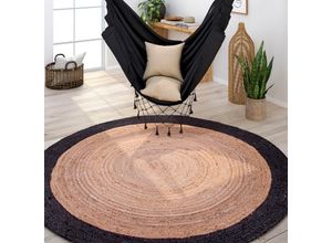 4061981167911 - Teppich Viborg 594 Teppiche Gr Ø 200 cm 6 mm 1 St schwarz Esszimmerteppiche Jute Modern Boho Ethno Handgefertigter Natur-Teppich