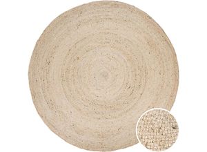 4061981167928 - Teppich Rund Wohnzimmer Jute Boho Ethno Muster Modern Handgefertigt Naturteppich 80 cm Rund Elfenbein 2 - Paco Home