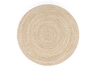 4061981168000 - Teppich Rund Wohnzimmer Jute Boho Ethno Muster Modern Handgefertigt Naturteppich Beige 160 cm Rund - Paco Home