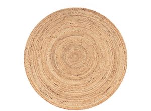 4061981168130 - Teppich Rund Wohnzimmer Jute Boho Ethno Muster Modern Handgefertigt Naturteppich ø 100 cm Rund Natur 3 - Paco Home