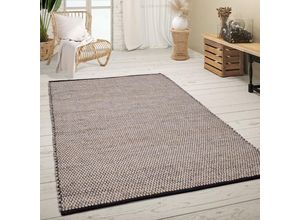 4061981168178 - Teppich Wohnzimmer Kurzflor Jute Handgewebt Meliertes Ethno Muster Naturfaser 60x100 cm Anthrazit - Paco Home