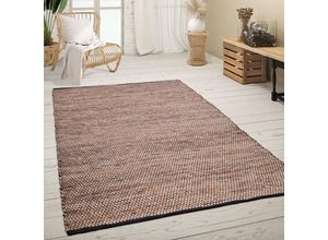 4061981168253 - Paco Home Teppich Wohnzimmer Kurzflor Jute Handgewebt Meliertes Ethno Muster Naturfaser 60x100 cm Beige