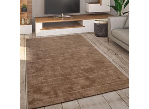 4061981168895 - Teppich Wohnzimmer Kurzflor Handgewebt Modernes Einfarbiges Muster Weich 80x150 cm Beige - Paco Home