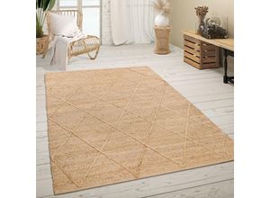 4061981171178 - Paco Home Teppich Wohnzimmer Jute Naturfaser Handgearbeitet Modernes Skandi 3D Muster 200x290 cm Natur