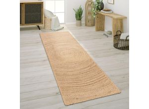4061981171307 - Teppich Wohnzimmer Naturfaser Jute Handgearbeitet Abstraktes Modernes Muster 80x250 cm Natur - Paco Home