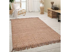 4061981171376 - Teppich Wohnzimmer Naturfaser Jute Handgearbeitet Abstraktes Modernes Muster 80x150 cm Natur 3 - Paco Home