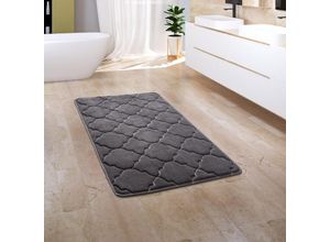 4061981172113 - Badezimmerteppich Badematte Badteppich Badvorleger Flauschig Memory Foam 3D 60x100 cm Anthrazit 4 - Paco Home