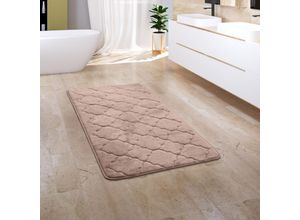 4061981172168 - Paco Home Badezimmerteppich Badematte Badteppich Badvorleger Flauschig Memory Foam 3D Beige 50x80 cm