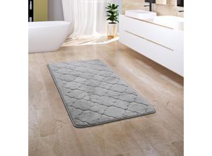 4061981172199 - Badezimmerteppich Badematte Badteppich Badvorleger Flauschig Memory Foam 3D 50x80 cm Grau 4 - Paco Home