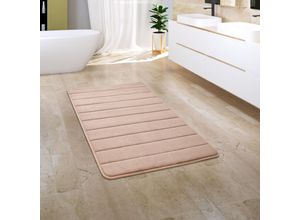 4061981172281 - Badezimmerteppich Badematte Badteppich Badvorleger Flauschig Memory Foam 3D 50x80 cm Beige 3 - Paco Home